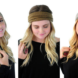 3 Cocoa Mocha Grey Rhinestone Gym Headwraps